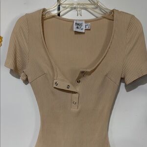 Princess Polly Tan Ribbed Bodysuit